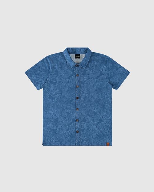 Camisa Menino Manga Curta Estampa Folhagem Em Algodão Malwee Kids