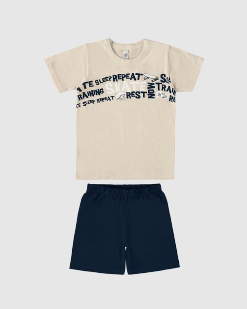 Pijama Infantil Menino Camiseta Estampada Em Algodão Malwee Kids