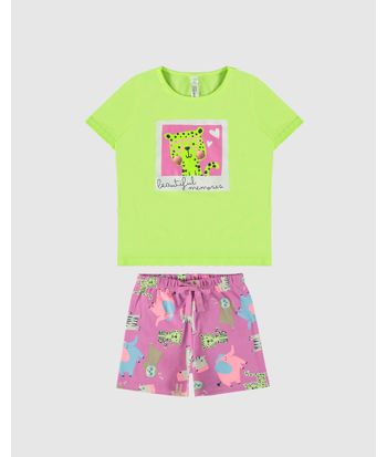 Pijama Infantil Menina Com Aplique De Pompom Em Algodão Malwee Kids