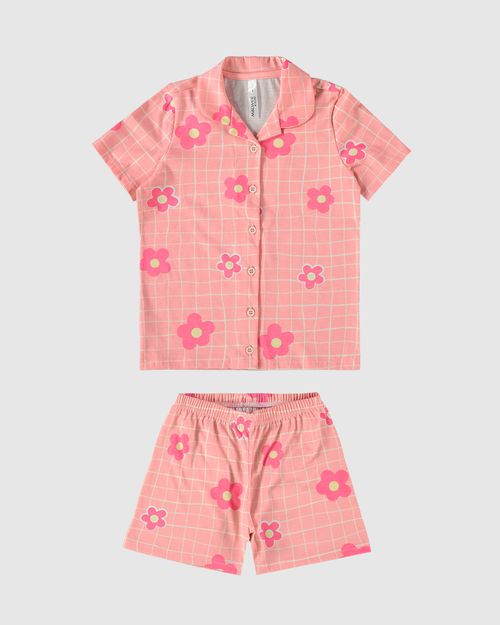 Pijama Infantil Menina Camisa Manga Curta Em Algodão Malwee Kids