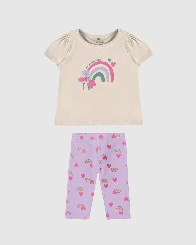 Conjunto Infantil Menina Arco-Íris Em Algodão Malwee Kids