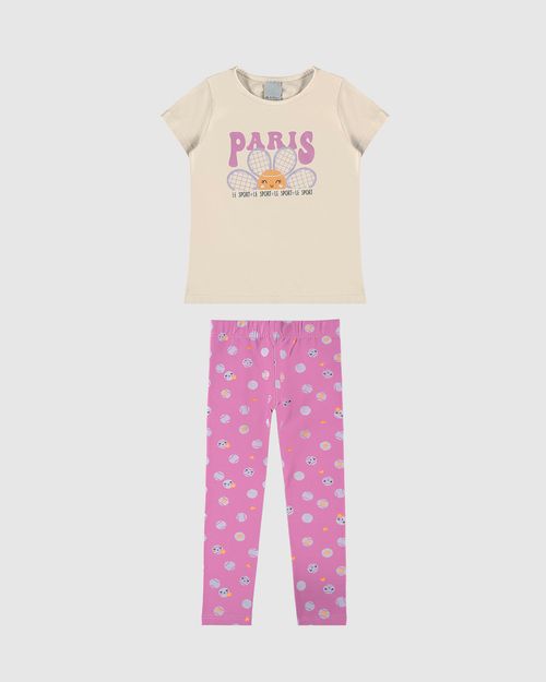 Conjunto Infantil Menina Paris Le Sport Em Algodão Malwee Kids