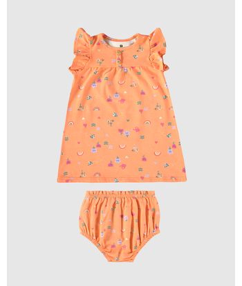 Conjunto Infantil Menina Vestido + Calcinha Em Algodão Malwee Kids