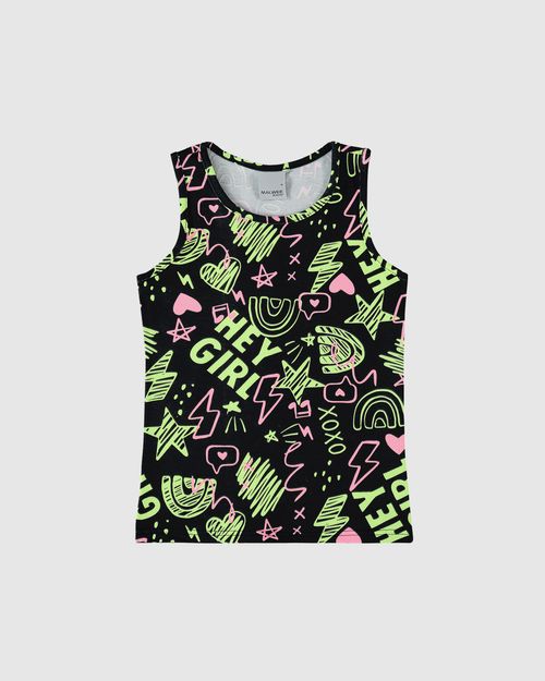 Regata Infantil Menina Estampada Em Algodão Malwee Kids