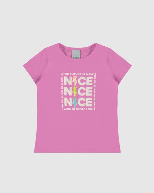 Blusa Infantil Menina Manga Curta Estampa + Glitter Em Algodão Malwee Kids