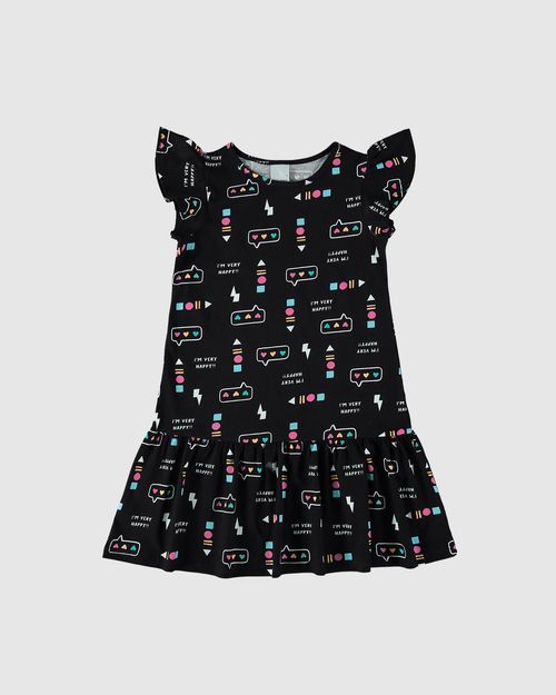 Vestido Infantil Evasê Estampado Em Algodão Malwee Kids