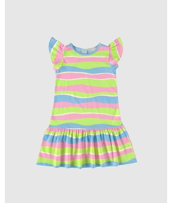 Vestido Infantil Evasê Estampado Em Algodão Malwee Kids