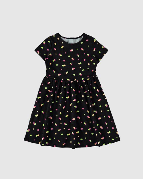 Vestido Infantil Evasê Manga Curta Estampado Em Algodão Malwee Kids
