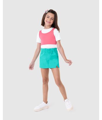 Shorts Saia Infantil Menina Em Sarja Stretch Malwee Kids