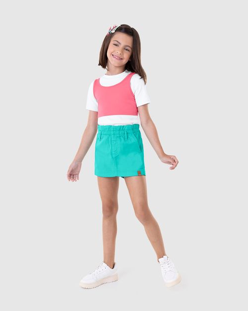 Shorts Saia Infantil Menina Em Sarja Stretch Malwee Kids
