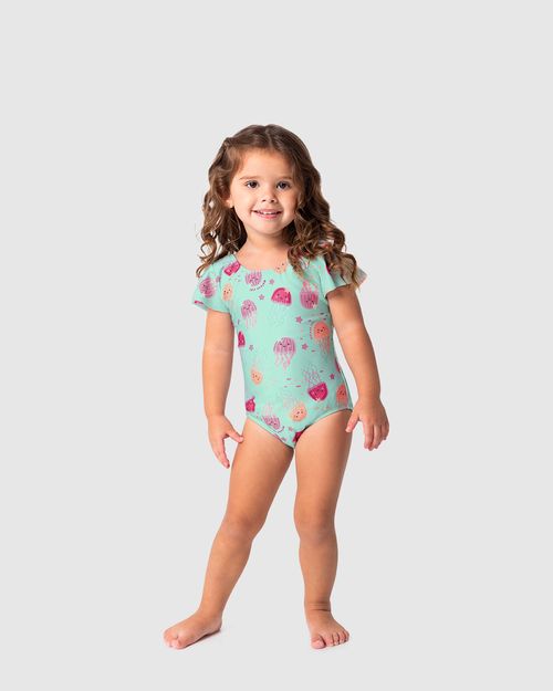 Maiô Infantil Menina Estampado Em Malha UV50+ Malwee Kids