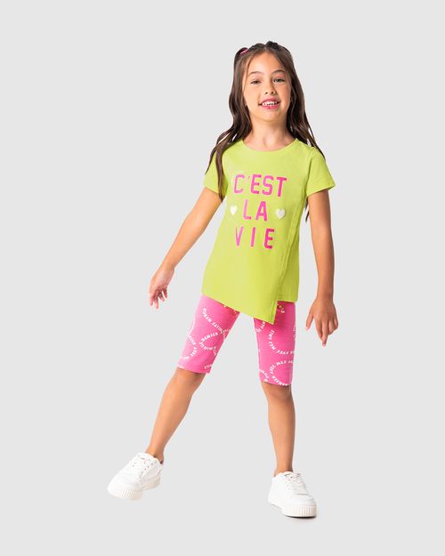 Conjunto Infantil Menina Blusa C'Est La Vie Em Algodão Malwee Kids