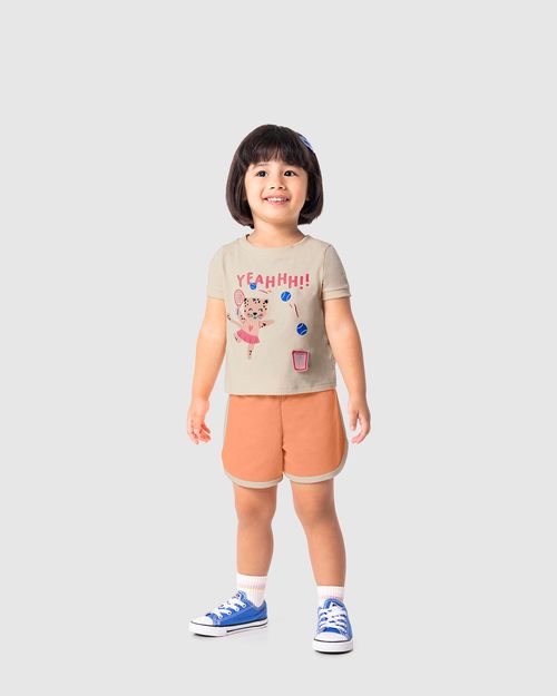 Conjunto Infantil Menina Estampa Com Aplique Em Algodão Malwee Kids