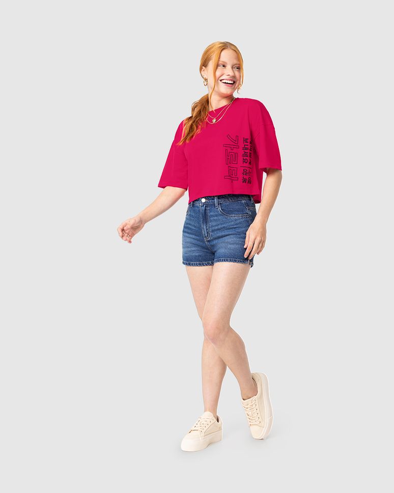 Shorts Menina Boyfriend Cintura Alta Em Jeans Malwee Kids