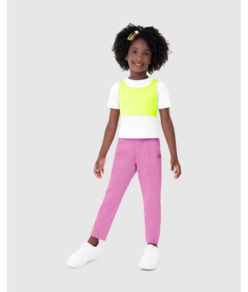 Calça Infantil Menina Slouchy Cintura Média Em Sarja Malwee Kids