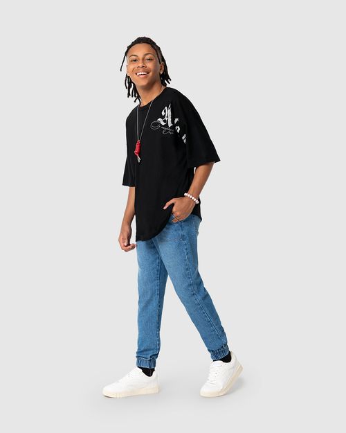 Calça Menino Jogger Cintura Média Em Jeans Malwee Kids