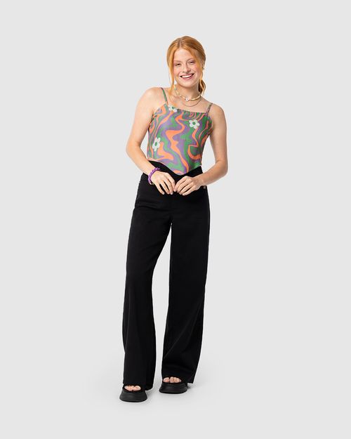 Blusa Menina Cropped Estampada Alça Fina Em Viscose Malwee Kids