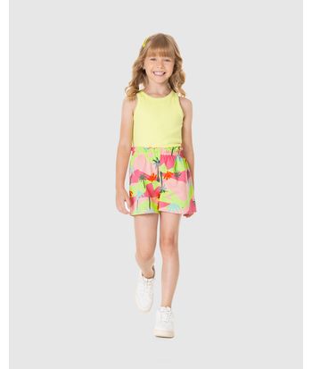 Shorts Infantil Menina Clochard Estampado Em Moletinho Malwee Kids