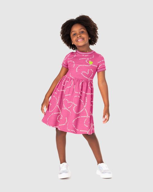 Vestido Infantil Rodado Estampa + Puff Em Algodão Malwee Kids