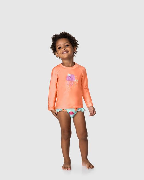 Conjunto Infantil Menina I Love The Sea Em Malha UV50+ Malwee Kids