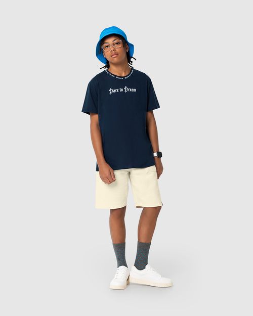 Camiseta Menino Gola Estampa Lettering Em Algodão Malwee Kids