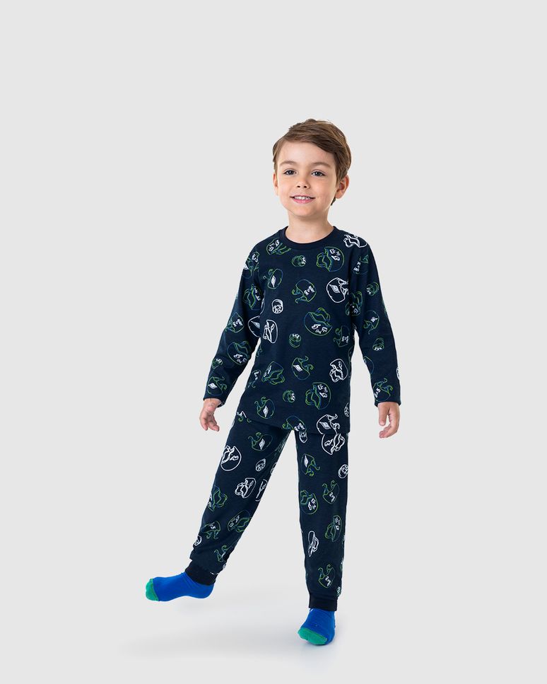 Pijama Infantil Menino Estampa Que Brilha No Escuro Em Algodão Malwee Kids