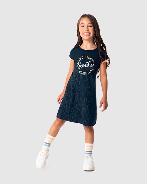 Vestido Infantil Manga Curta Smile Em Algodão Malwee Kids
