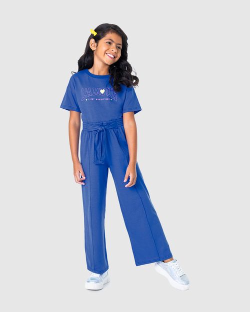 Conjunto Infantil Menina Calça Wide Leg Em Malha Algodão Comfy Malwee Kids