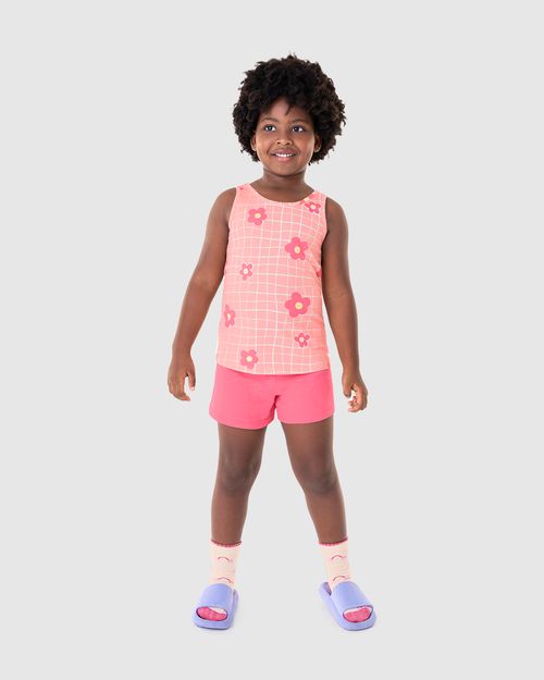 Pijama Infantil Menina Regata Flor Em Algodão Malwee Kids