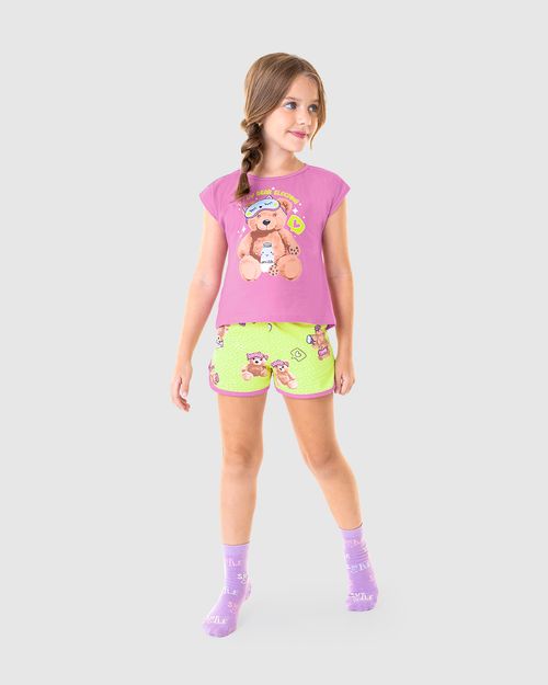 Pijama Infantil Menina Teddy Bear Sleeping Em Algodão Malwee Kids