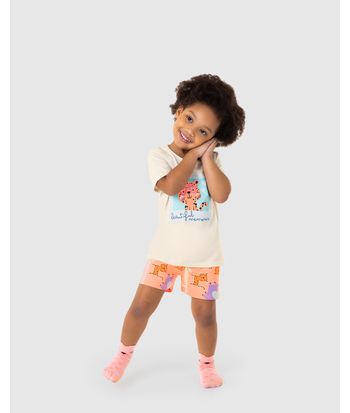Pijama Infantil Menina Com Aplique De Pompom Em Algodão Malwee Kids