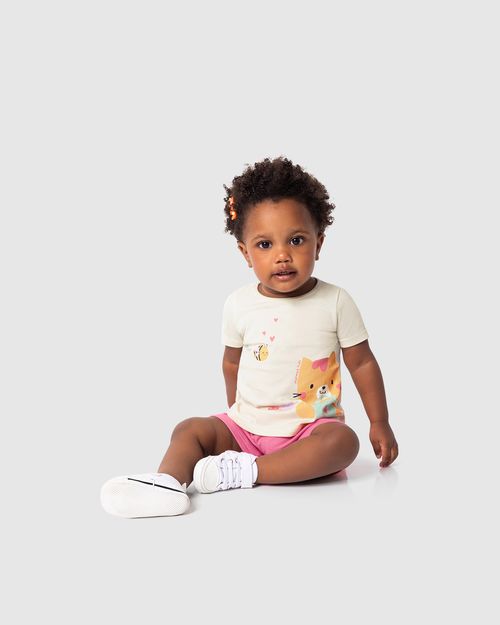 Conjunto Infantil Menina Blusa Gatinho Em Algodão Malwee Kids