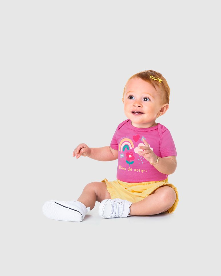 Conjunto Infantil Menina Body Dias De Alegria Em Algodão Comfy Malwee Kids