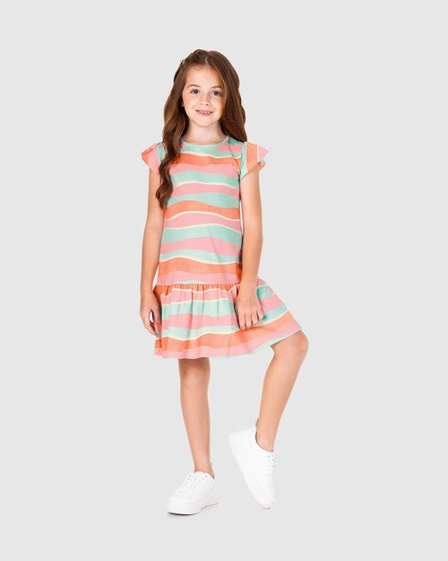 Vestido Infantil Evasê Estampado Em Algodão Malwee Kids