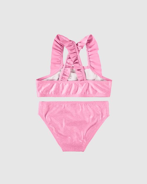 Biquíni Infantil Menina Com Babados Em Malha Glitter UV50+ Malwee Kids