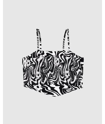 Blusa Menina Cropped Estampada Alça Fina Em Viscose Malwee Kids