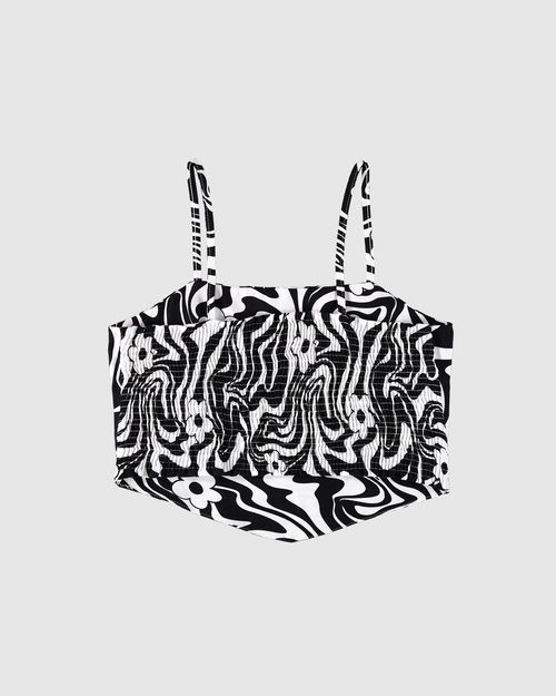 Blusa Menina Cropped Estampada Alça Fina Em Viscose Malwee Kids