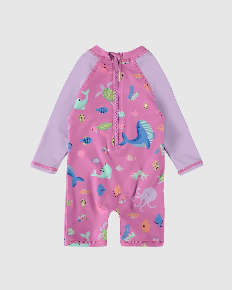 Macacão Praia Infantil Menina Estampado Em Malha UV50+ Malwee Kids