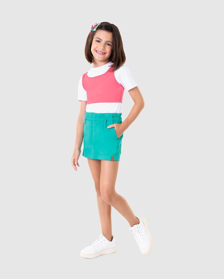Shorts Saia Infantil Menina Em Sarja Stretch Malwee Kids