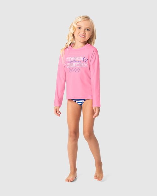 Conjunto Infantil Menina Camiseta + Biquíni Em Malha UV50+ Malwee Kids