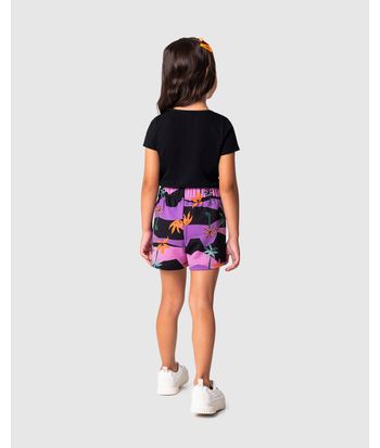 Conjunto Infantil Menina Blusa Estampa + Puff Em Algodão Malwee Kids