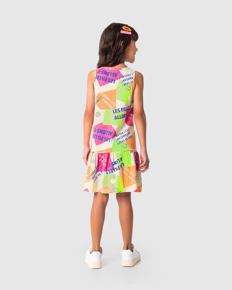 Vestido Infantil Barra Franzida Estampado Em Algodão Malwee Kids