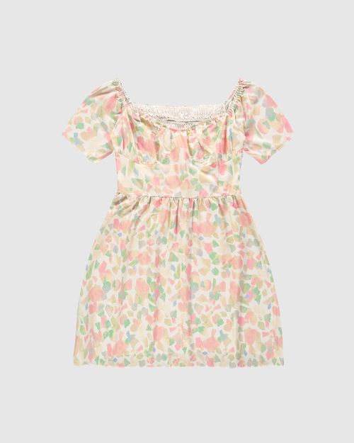 Vestido Menina Estampado Costas Lastex Em Viscose Malwee Kids