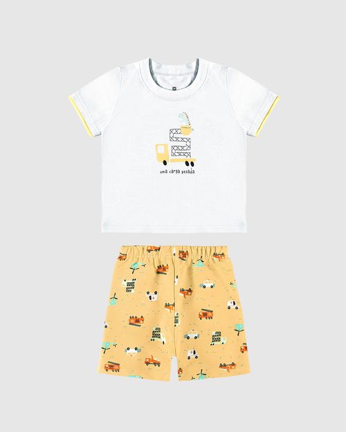 Conjunto Infantil Menino Bermuda Estampada Em Moletinho Malwee Kids