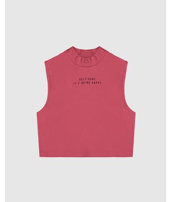 Regata Menina Gola Alta Estampa Lettering Em Ribana Malwee Kids