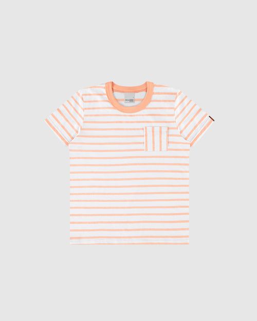 Camiseta Infantil Menino Bolso Frontal Em Malha Listrada Malwee Kids