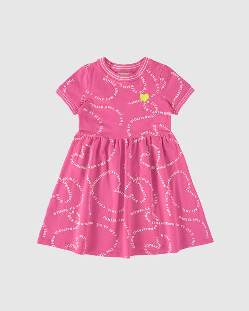 Vestido Infantil Rodado Estampa + Puff Em Algodão Malwee Kids