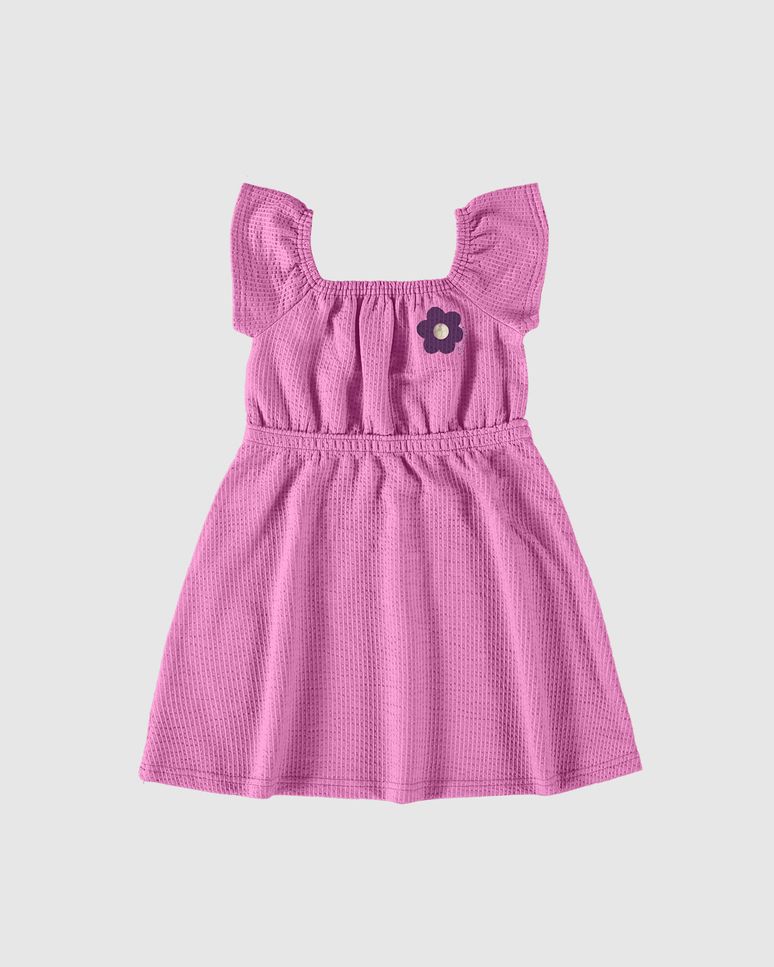 Vestido Infantil Estampa + Pompom Em Malha Texturizada Malwee Kids