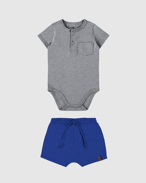 Conjunto Infantil Menino Body Bolso Frontal Em Algodão Malwee Kids