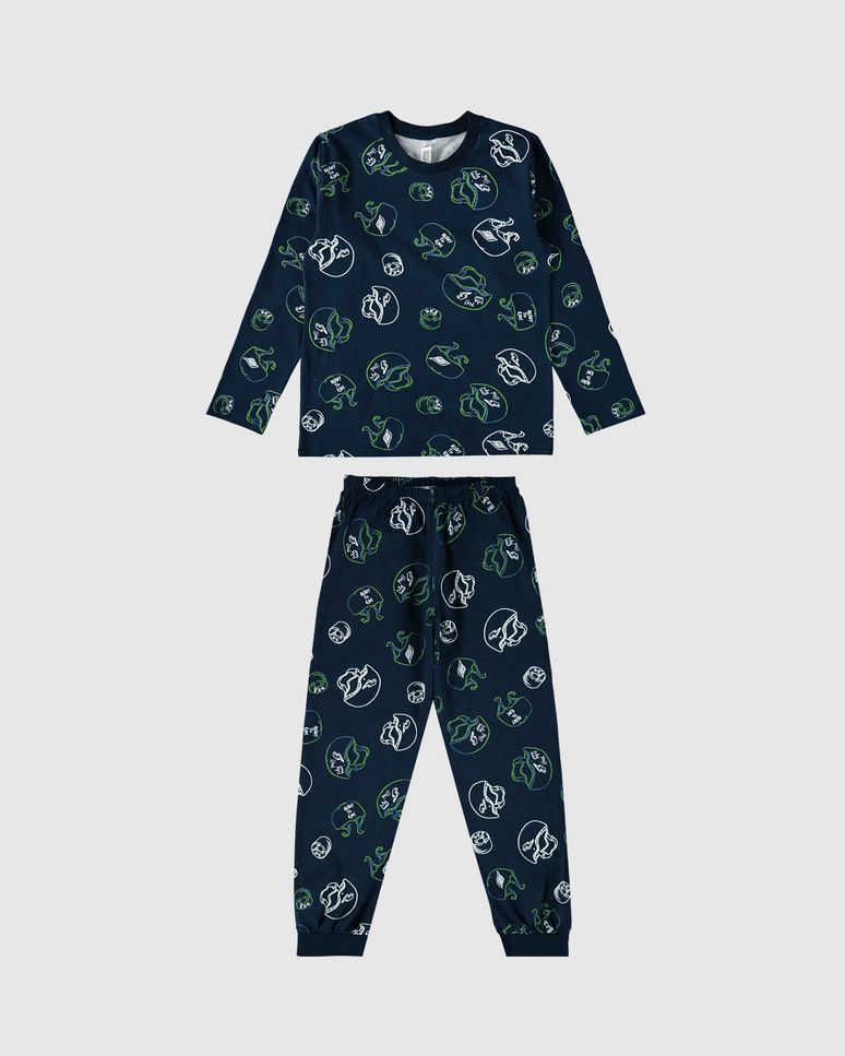 Pijama Infantil Menino Estampa Que Brilha No Escuro Em Algodão Malwee Kids